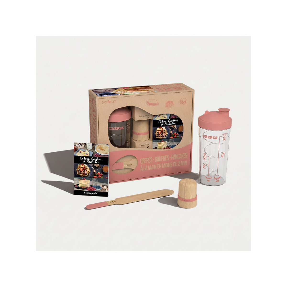 Coffret shaker à crêpes, pancakes, gaufres - Marshmallow Pink
