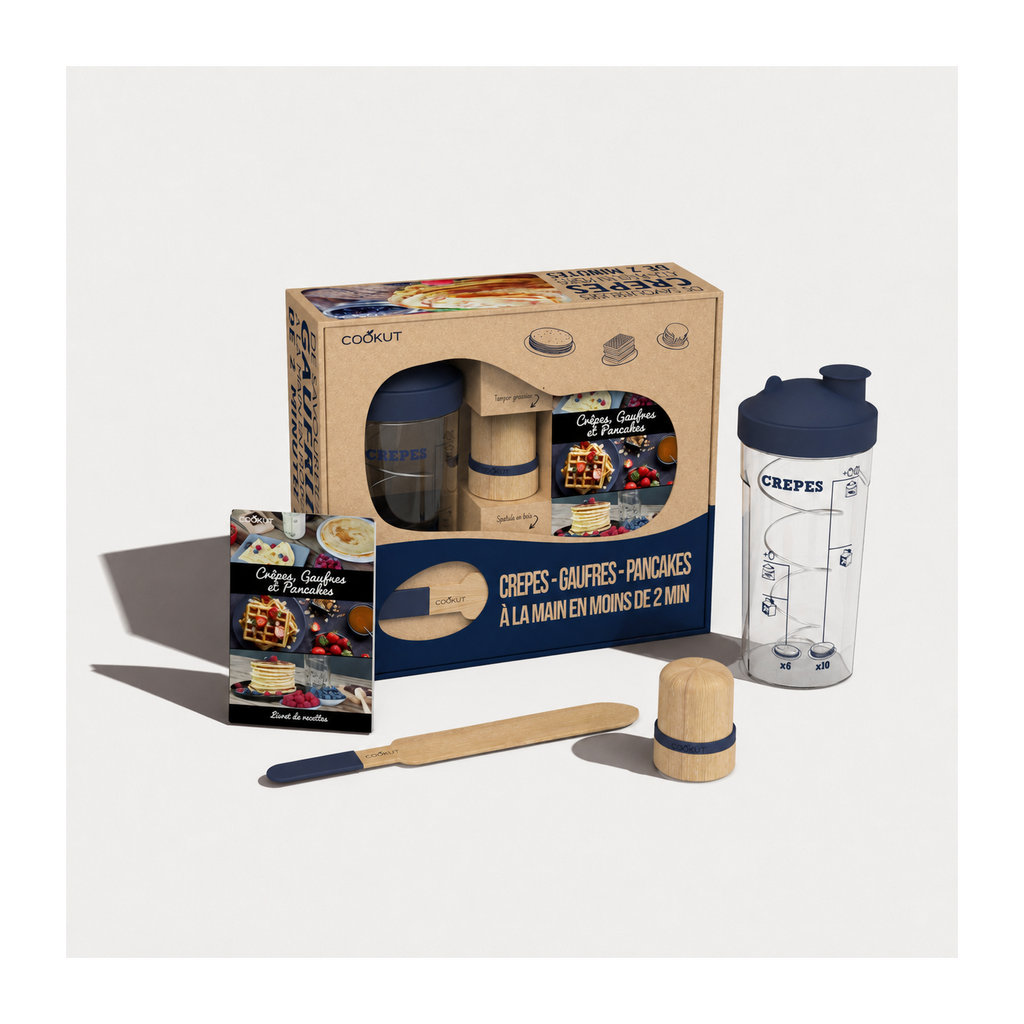 Coffret shaker à crêpes, pancakes, gaufres - Blueberry Blue