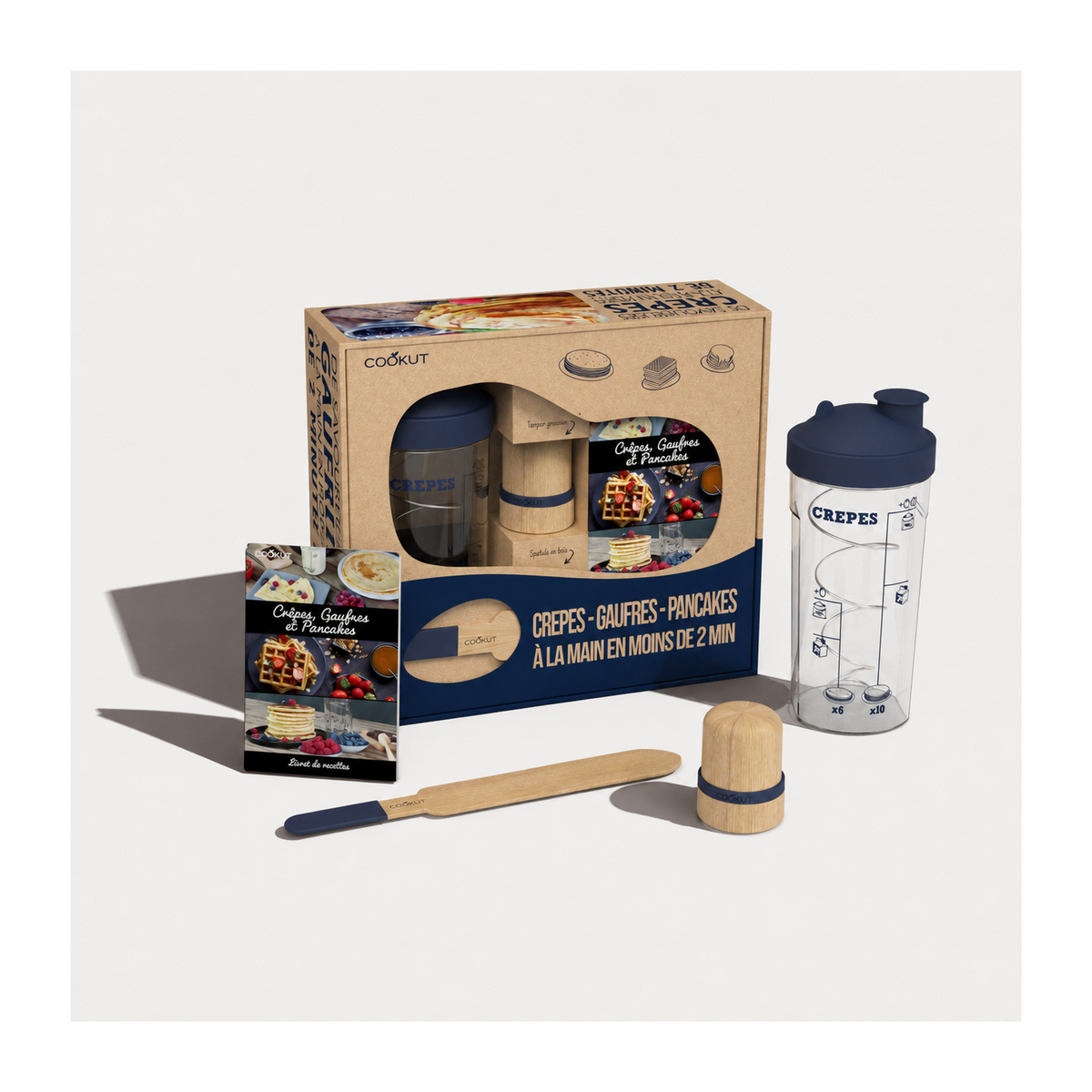 Coffret shaker à crêpes, pancakes, gaufres - Blueberry Blue